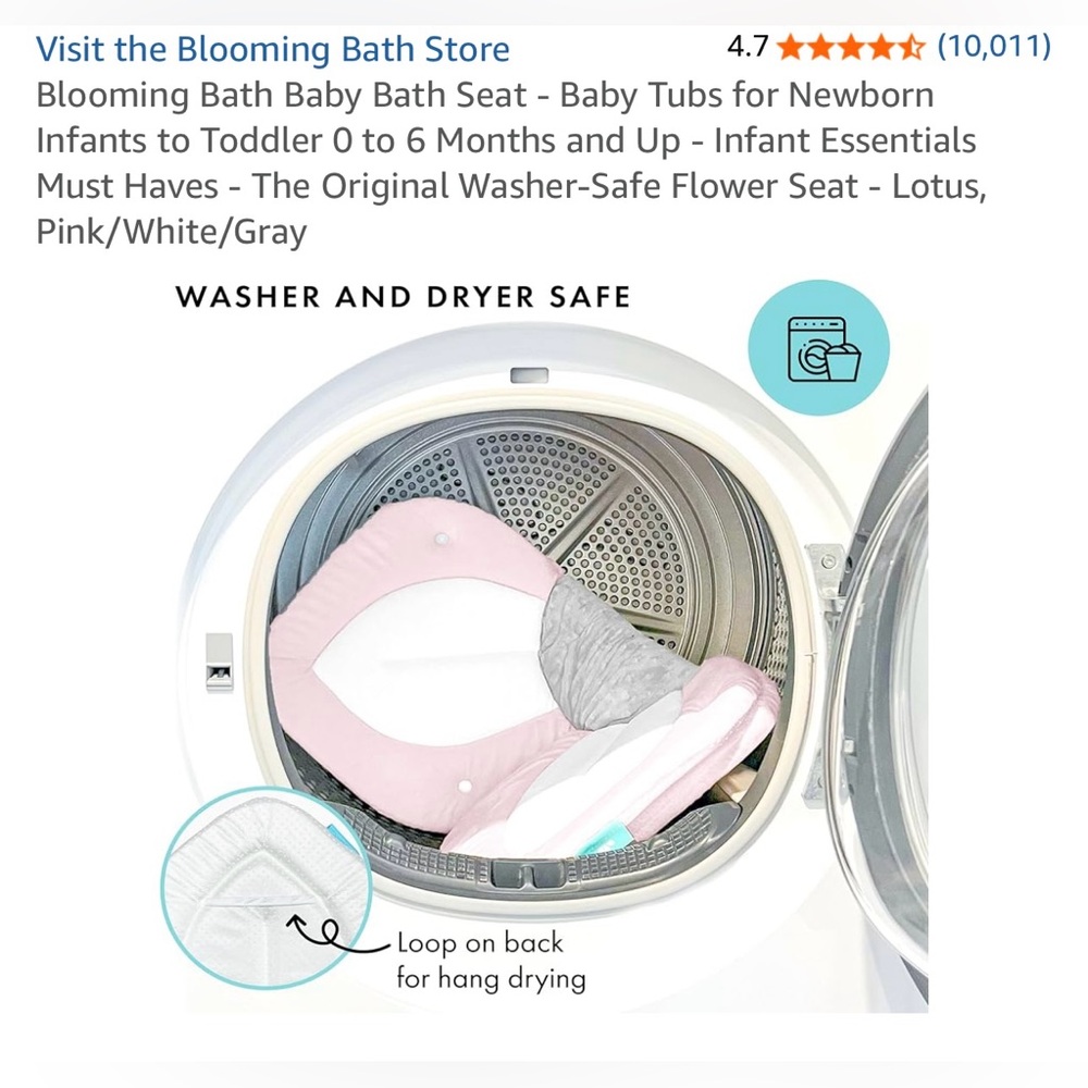 Blooming Bath Baby Bath Seat - Pink/White/Gray - Picture 4 of 7